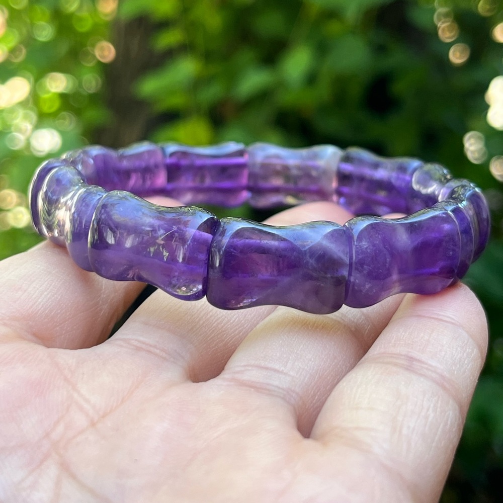 Stretchable purple Amethyst soft bangle